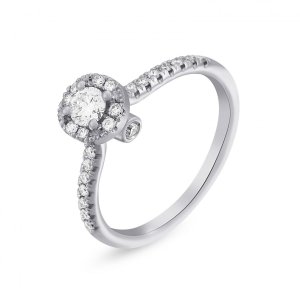 18ct White Gold Halo Design Diamond Engagement Ring 0.47 ct tw