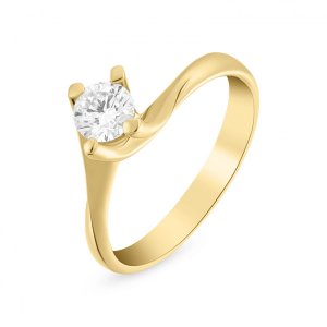 18ct Yellow Gold Flame Design Diamond Solitaire Ring 0.41 ct